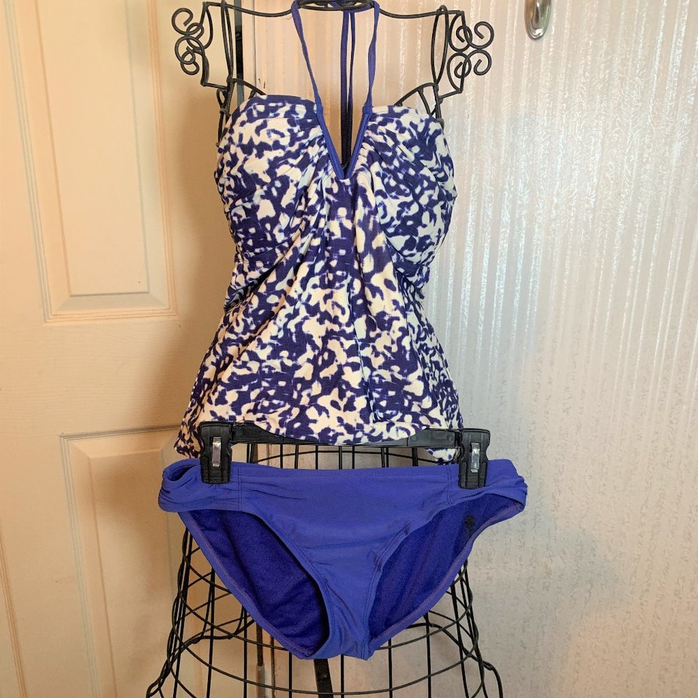 WOMENS - sz Med M, 2pc CONVERSE, tankini bandeau swimsuit, royal blue, white